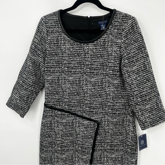 NWT Doncaster Tweed Asymmetrical Black Mini Dress Sheath Bodycon Size 6 Plaid - Picture 5 of 13